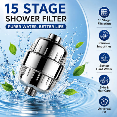 SnapCool 15-Stage Shower Filter - Removes Chlorine, Heavy Metals & Impurities